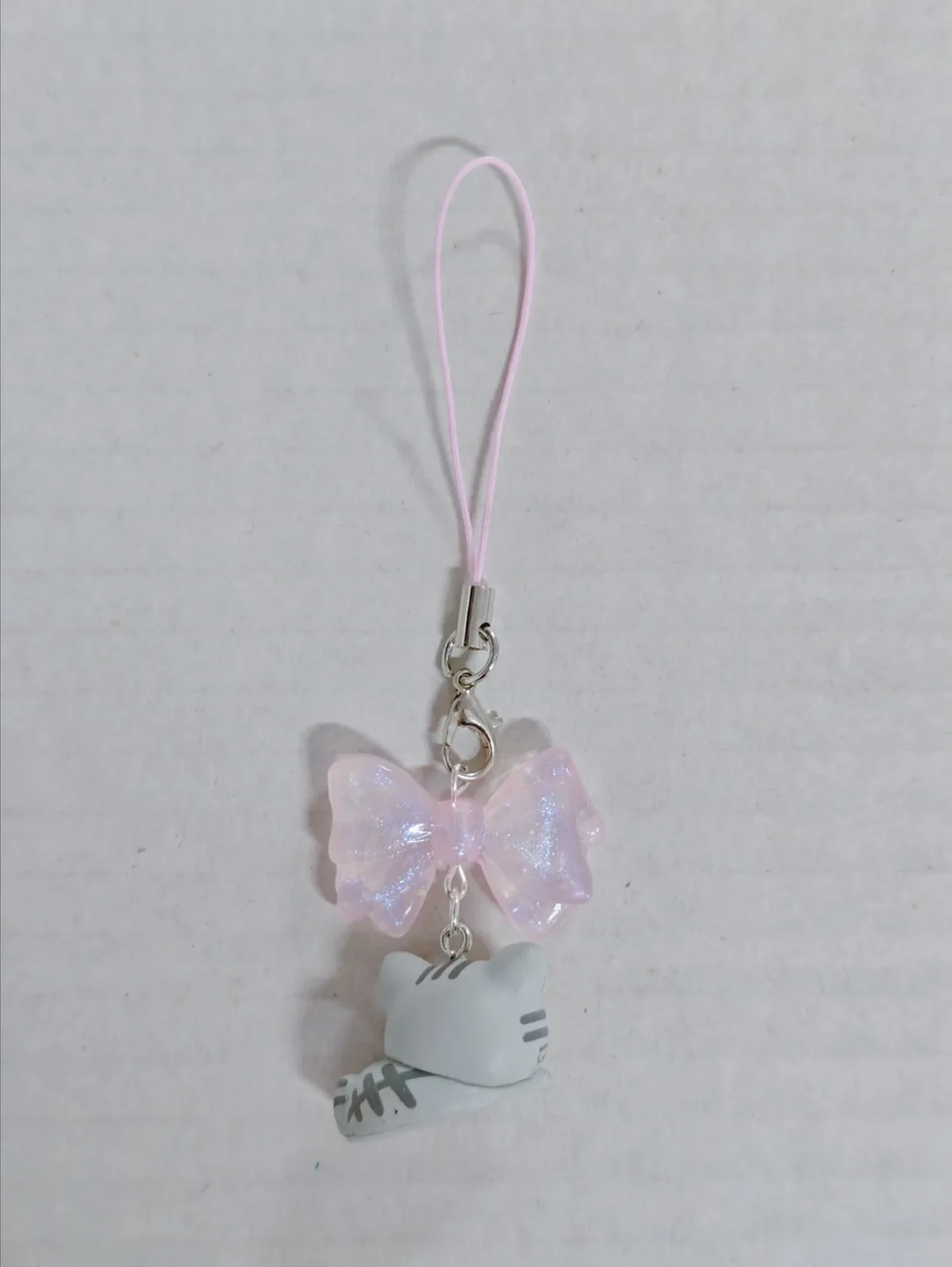 Cute Rilakkuma Korilakkuma Bear Pink Bow Cat Mascot Keychain PVC Bead Strap Keyring Keyholder Bag Pendant Phone Chain Toy