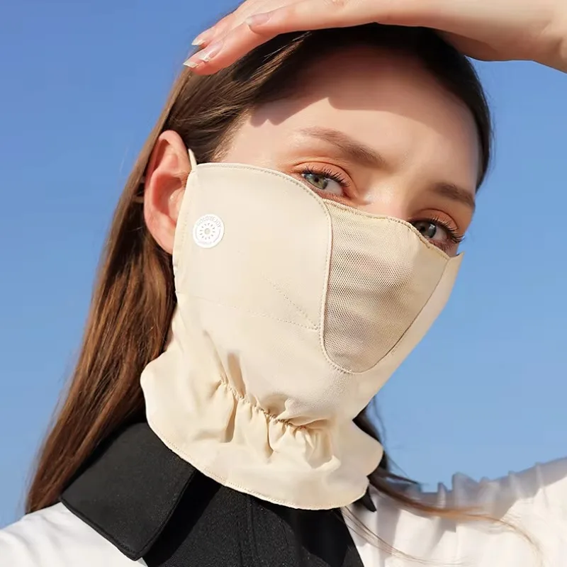 New Summer Ice Silk Sunscreen Face Mask Anti UV Head Scarf Outdoor Cycling Sports Breathable Chiffon Mask Thin Style Tube Scarf