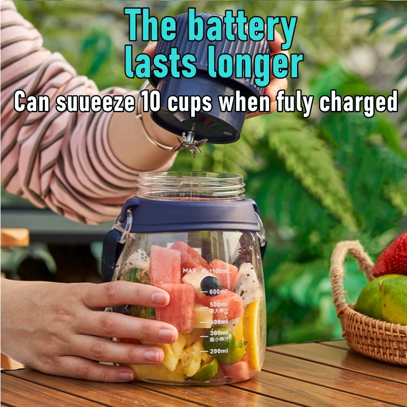Multifunctional mini electric portable Juicer Blender juice cup  USB 1100ML travel handheld fruit smoothie Shakes Juicing Cup