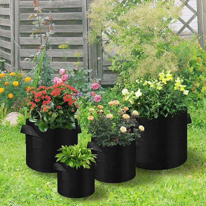 2-50 Gallons Plant Grow Bags Felt Potato Strawberry Planting Bag Garden Vegetable Seedling Bag Nursery Pot Gardening Accessories