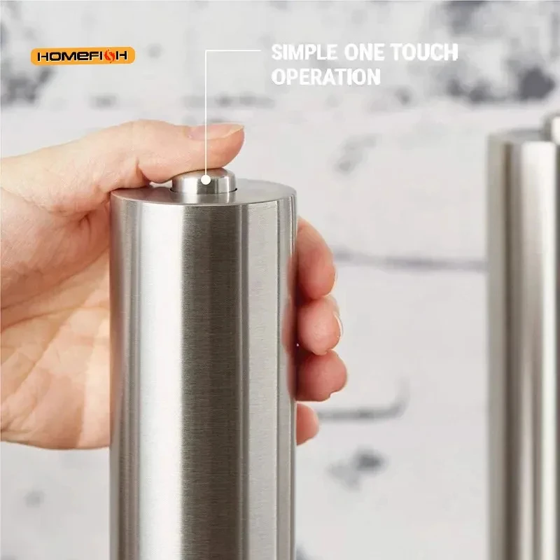 HOMEFISH Electric Salt And Pepper Grinder Set - Battery Operated Stainless Steel Mill With Light