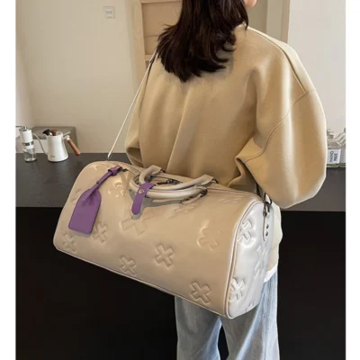 Women'S Travel Duffle Fashion Bag PU Leather Gym Fitness Yoga Luggage Boston Handbag Outdoor Sports Suitcase Shoulder Tote Bag