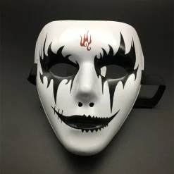 Alternative view of Halloween Props Masquerade Performance Full Face Mask Hand-painted White Street Dance Adult Eye Mask Death Clown Black Gold