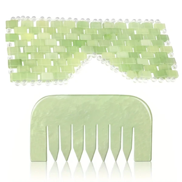 Jade Eye Face Mask Massager Cooling Sleep Eye Facial Mask & Comb Guasha Scraping Scalp Comb Facial Massage Tool SPA Beauty Tool