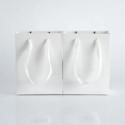 10pack Paper Bags with Ribbon Rope Kraft Handle  Take Away Wedding Birthday Party Shopping Packaging Bag Packaging