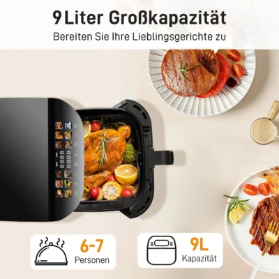9L Multi Function air fryers Smart machine Viewing Window Electric Hot fryer Oilless Cooker with LED Touch Control,Family oven