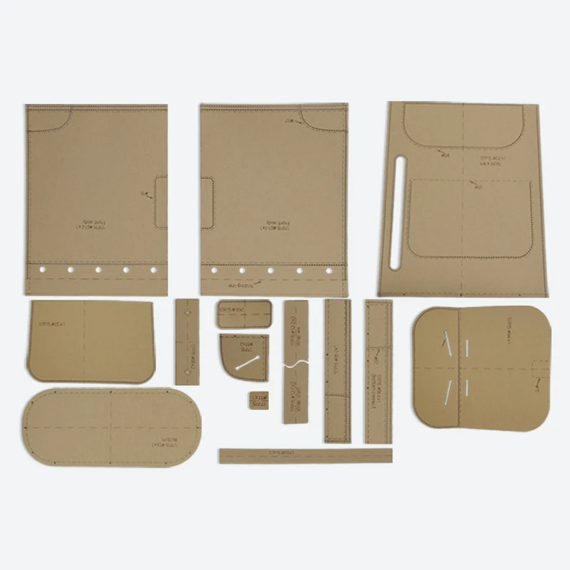 YOMDID 15PCS Shoulder Bag Backpack Making Kraft Template DIY Schoolbag Handmade Kraft Stencil Leather Molds Leather Tools