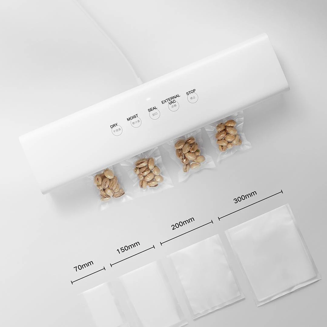MIJIA Vacuum Sealer Machine,70Kpa Food Vacuum Sealer Machine Preservation Dry/Moist Modes,220V With Free 10pcs Vacuum Bag