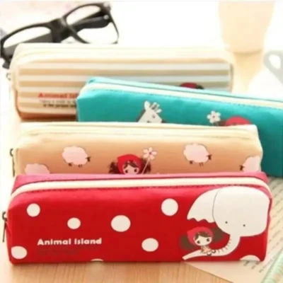 1 Piece Lytwtw's Kawaii Pen Pencil Bag Canvas School Offfice Stationery Makeup Pouch Case holder organizer Cute Things Gift