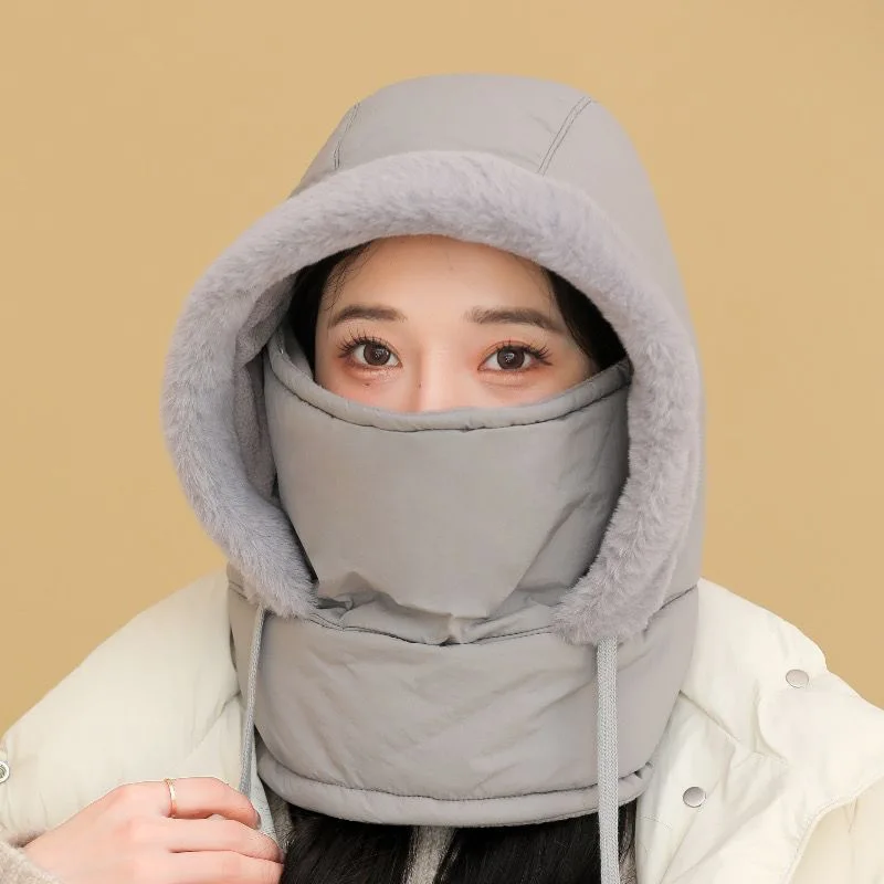 Winter Warm Cycling Hat for Men, Windproof Thick Neck Integrated Face Mask for Women, Windproof Headcap for Cycling