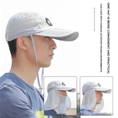 Neck protection sun hat, quick drying sun hat, fishing bike, mountaineering, men's detachable face mask, women's hat, outdoor