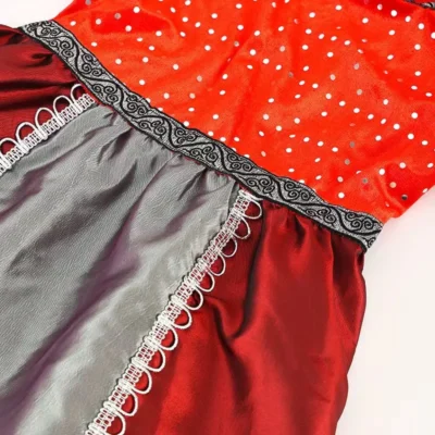 Girls' Outfit: 1 Long Witch Dress + 1 Red Pointed Hat; the Pointed Hat Can Fully Express Individuality and Give an Otherworldly Feel; the Soft and Flowing Black Fabric at the Top of the Hat and Sleeves Gives a Light and Agile Feel; Girls' Costumes for Halloween and Various Holiday Parties