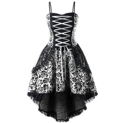Halloween Cosplay Costume Lace Gothic Vintage Dress Women Irregular Sleeve Dresses Robe Medieval Ghost Vampire Clothing