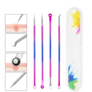 4PCS Acne Blackhead and Acne Remover Skincare Female Beauty Acne Treatment Pore Cleaning Needle Hook