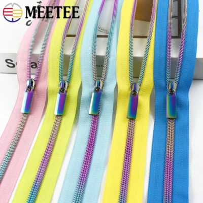 2/5/8/10M 5# Meetee Sewing Nylon Zipper Tape Clothes Zippers Puller Head Bag Jacket Zip Coil Closure Replace Repair Accessories