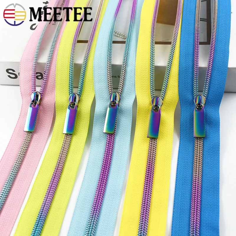2/5/8/10M 5# Meetee Sewing Nylon Zipper Tape Clothes Zippers Puller Head Bag Jacket Zip Coil Closure Replace Repair Accessories