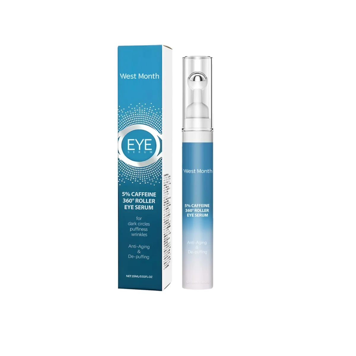 West&Month Eye Serum Roller Ball Remove Dark Circles Fine Line Lifting Puffiness Reduce Wrinkles Eye Bag Massage Korean Skincare