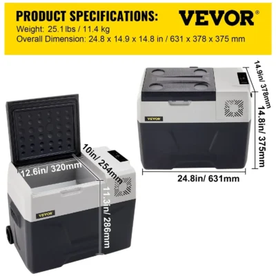 VEVOR Car Mini Refrigerator Mini Fridge 15-45L Freezer Portable Compressor Cooler 12/24V DC 110-240V Ice Box for Camping
