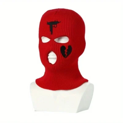 3 Holes Balaclava Mask Hat Winter Warm Unisex Embroidery Full Face Mask Knitted Cycling Ski Snowboard Hat Hip Hop Beanie Cap