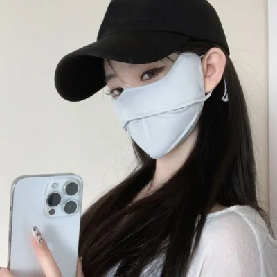 Anti-UV UPF50+ Ice Silk Sunscreen Mask Unisex Face Veil Summer Outdoor Riding Hiking Face Mask Breathable Face Cover Scarf