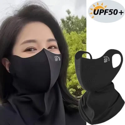 Ice Silk Sun Protection Mask Breathable Dustproof Anti-UV Neck Scarf Summer Outdoor Cycling Cool Sunshade Face Mask UPF50+