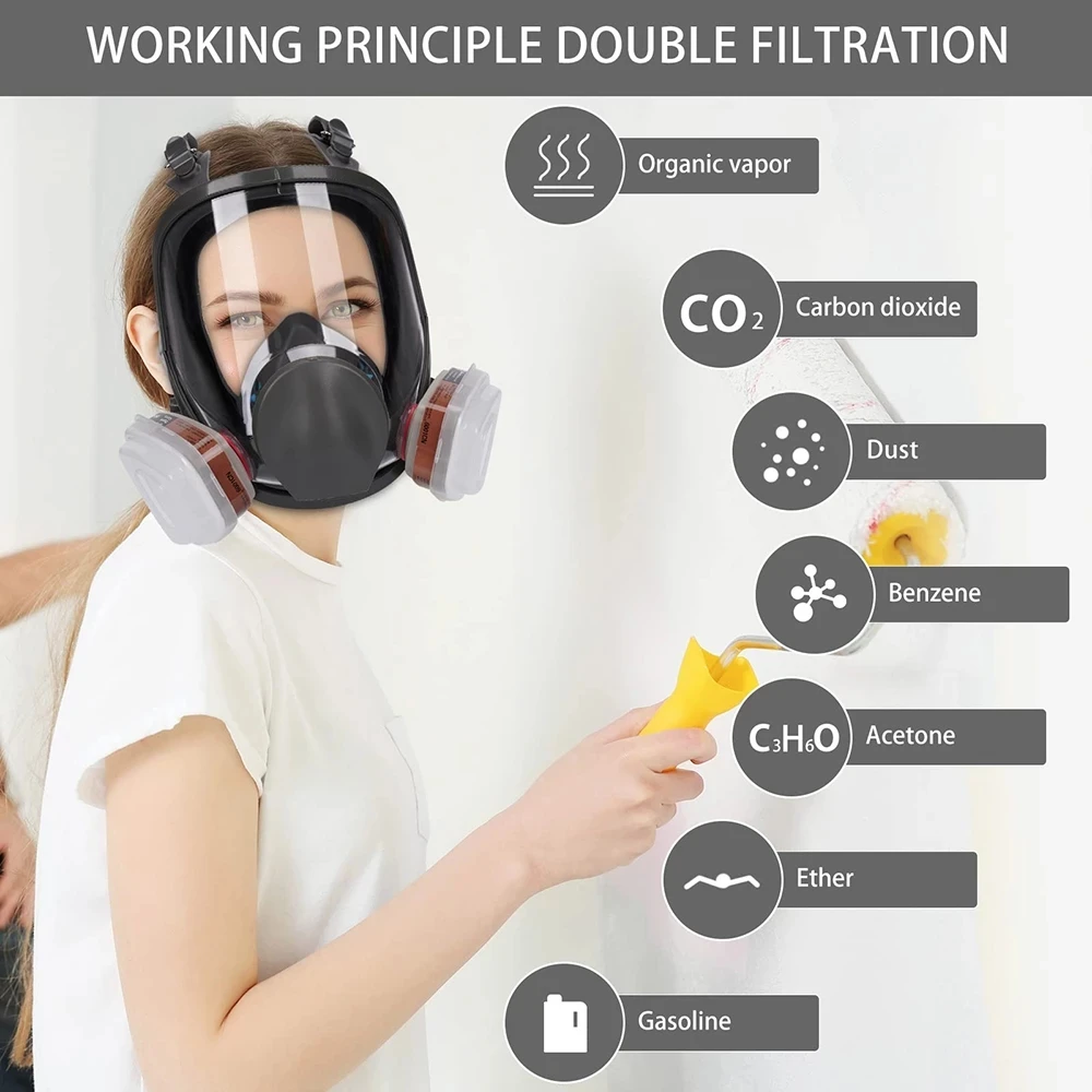 27 In 1 6800 Industrial Painting Spraying Respirator Gas Mask 2 In 1 Suit Safety Work Filter Dust Full Face Mask Replace MMM