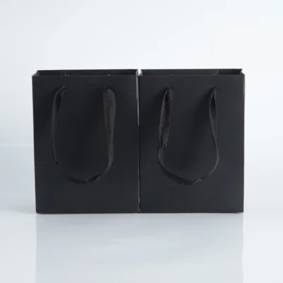 10pack Paper Bags with Ribbon Rope Kraft Handle  Take Away Wedding Birthday Party Shopping Packaging Bag Packaging