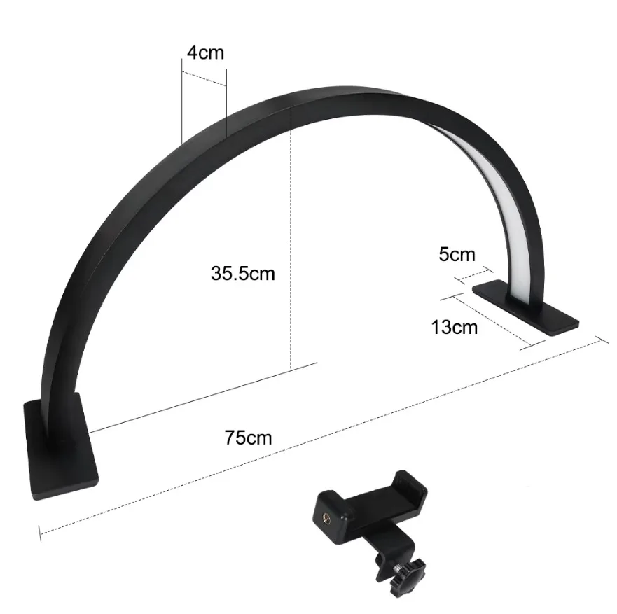 55cm 75cm Half Moon Light Half Moon Nail Desk Lamp with remote mobile phone clip for Eyelash Extension Nail Lash Tattoo Skincare