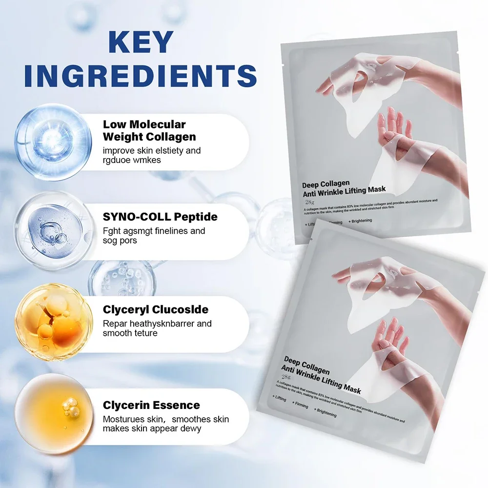 Deep Collagen Anti Wrinkle Lifting Mask Collagen Face Mask Overnight, Deep Collagen Mask for Lifting Firming Moisturizing