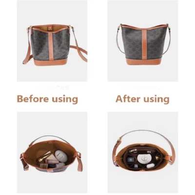 Bag Organizer Insert For Celine Triomphe Bucket Makeup Divider Shaper Protector Compartment Inner Bag