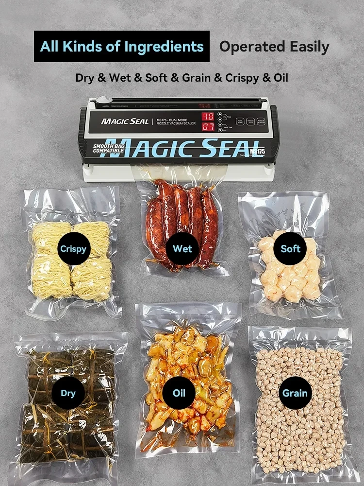 MAGIC SEAL MS175 Vacuum Sealer Machine For Sous Vide Food Plastic Bag Sealer Kitchen Packer Household Sealing Pakaging Machine