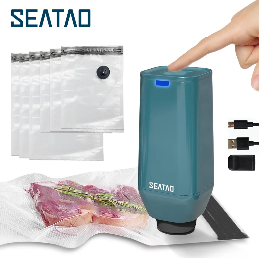 Reusable Vacuum Food Storage Zipper Bags Set Electric Handheld Vacuum Sealer Pump Sous Vide Bags USB Rechargeable BPA Free