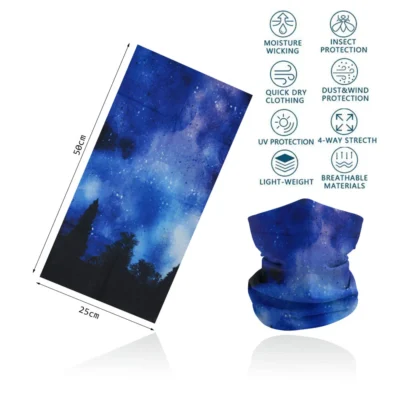 Seamless Bandana Sky Stars Printed Cycling Bandana Rave Face Mask Women Men for Dust Wind Sun Protection Face Scarf Mask Cover