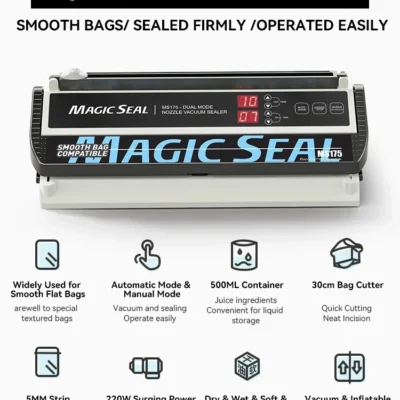 MAGIC SEAL MS175 Vacuum Sealer Machine For Sous Vide Food Plastic Bag Sealer Kitchen Packer Household Sealing Pakaging Machine