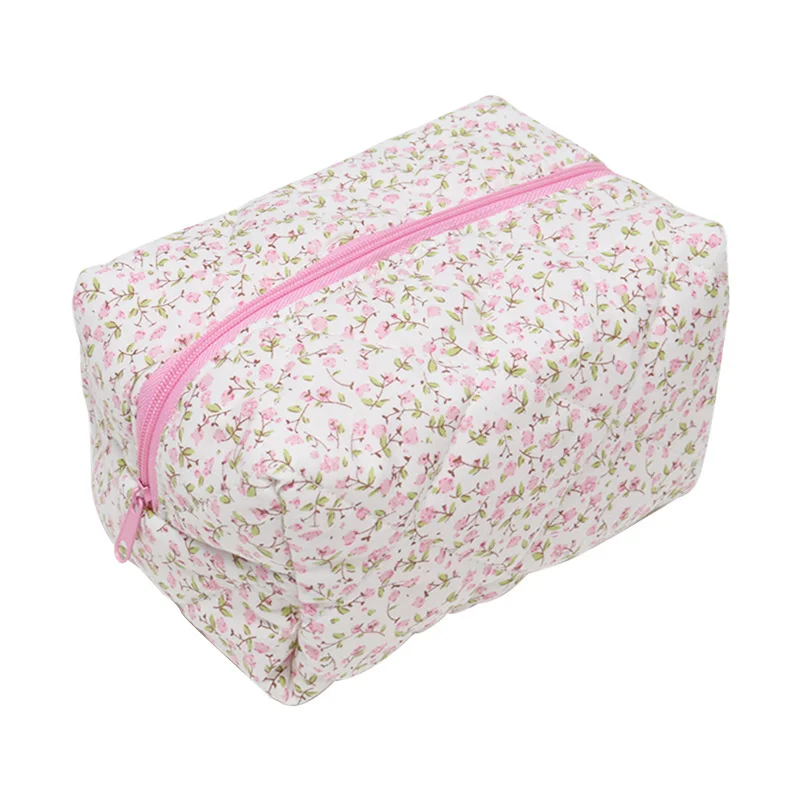 New Bow Cosmetic Bag Pink Flower Makeup Organizer Skincare Perfect Gift Washing Bag For Travel Cosmetics Storage Bag