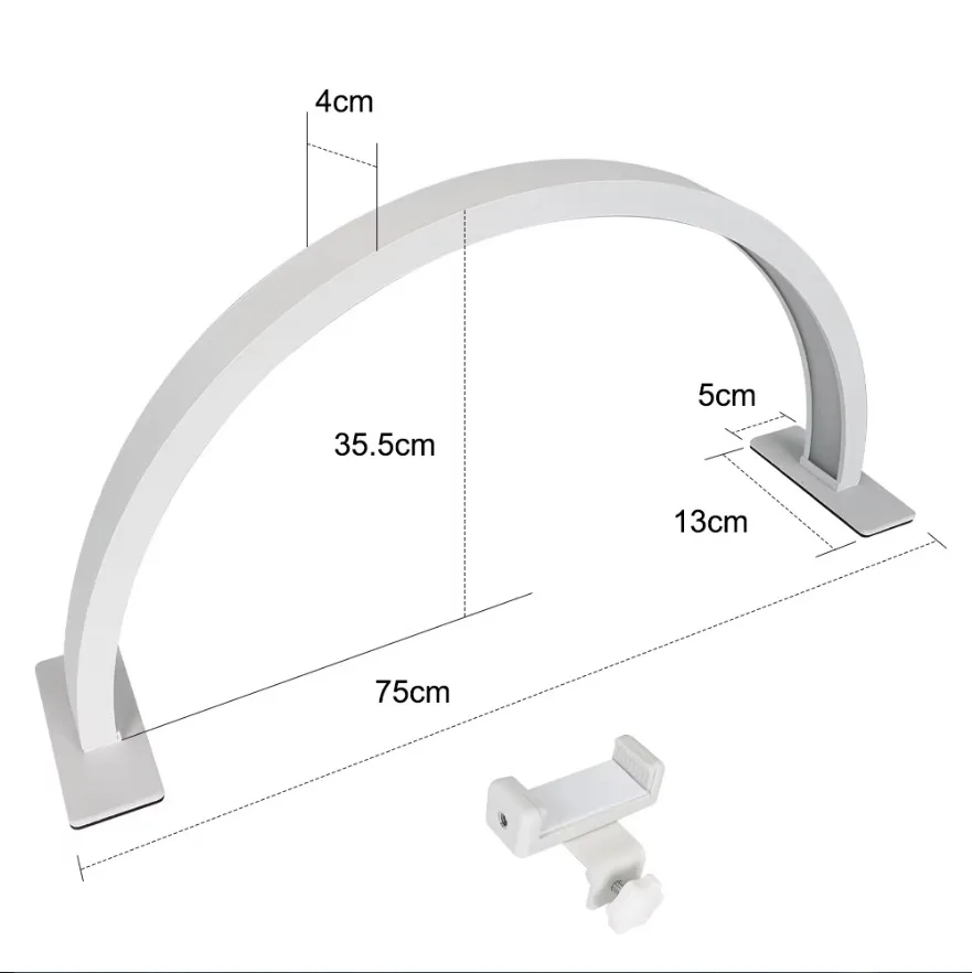55cm 75cm Half Moon Light Half Moon Nail Desk Lamp with remote mobile phone clip for Eyelash Extension Nail Lash Tattoo Skincare