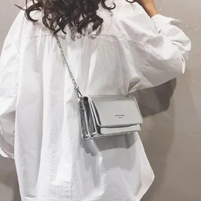 Square Women Shoulder Bag 2023 New Fashion Silver Bolso Mujer Chain Crossbody Bag Female Y2k Daily Shopping Sac A Main