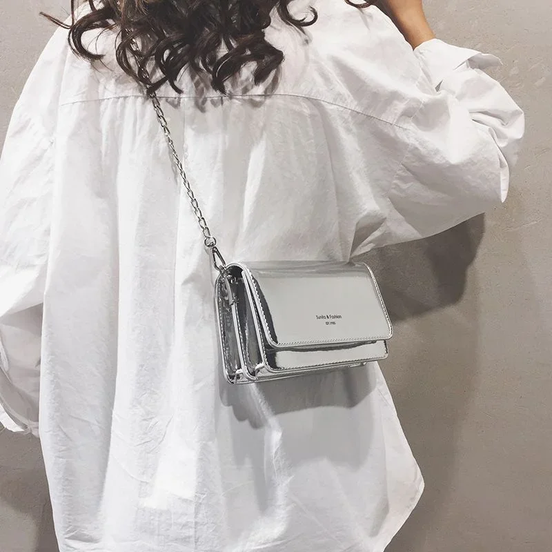 Square Women Shoulder Bag 2023 New Fashion Silver Bolso Mujer Chain Crossbody Bag Female Y2k Daily Shopping Sac A Main