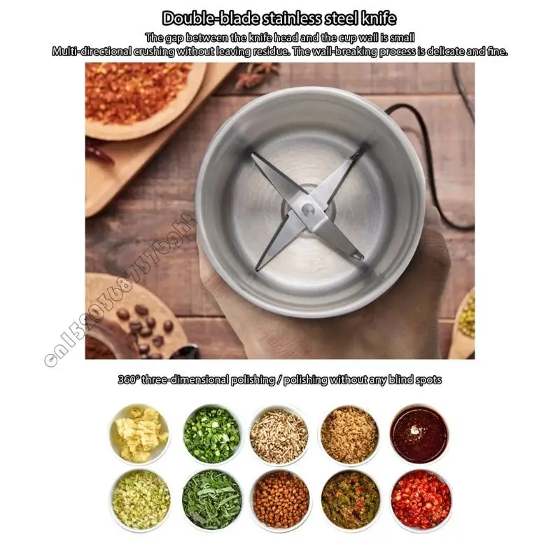 220V Electric Coffee Flavor Grinder Chamber heavy type Motor Plastic rustless steel Design Overheat 4XFB