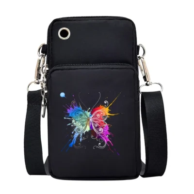 Universal Mobile Phone Bag Iphone 13 Huawei Shoulder Cross-body Package Women Sport Pouch Unisex Arm Wrist Bags Butterfly Print