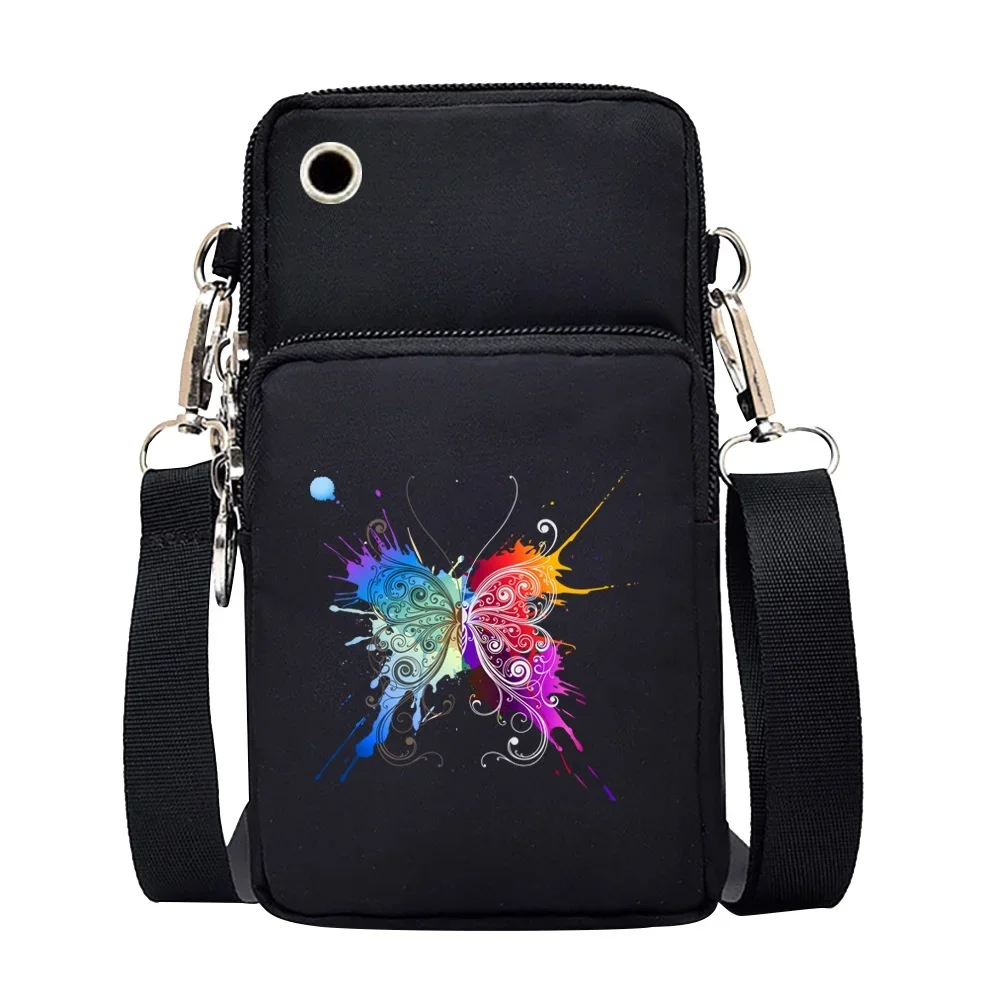 Universal Mobile Phone Bag Iphone 13 Huawei Shoulder Cross-body Package Women Sport Pouch Unisex Arm Wrist Bags Butterfly Print