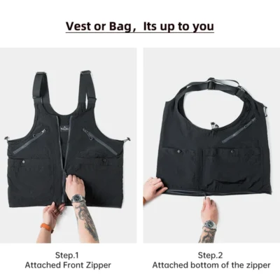 Maden Workwear Retro Multi Pocket Sleeveless Nylon Vest Outdoor Functional Dual Purpose Bag Coat For Men 2023 Fashion