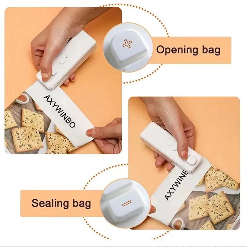 Portable Food Bag Sealing Machine Usb Rechargeable Household Vacuum Kaifeng Integrated Integrated Snack Sealer Kitchen Tools