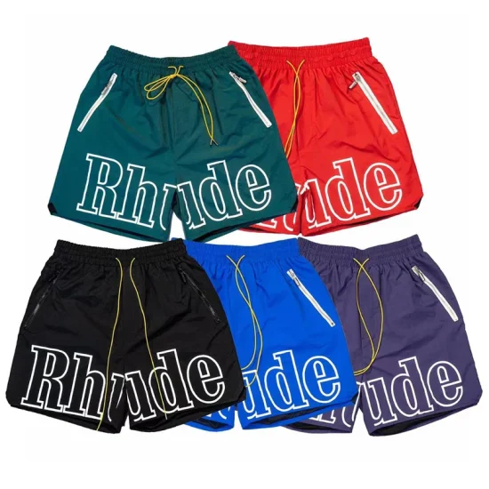 High Street Trend Rhude Casual Shorts Hip-hop Men Women Loose Breathable Quick Drying Mesh Sports Shorts