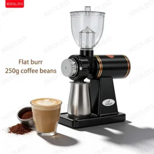 Xeoleo Electric Coffee grinder Coffee bean miller Espresso coffee machine 8 Steps Anti-jump 60mm Flat Burr grinder 100W
