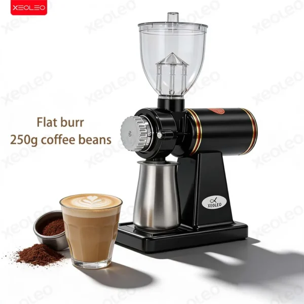 Xeoleo Electric Coffee grinder Coffee bean miller Espresso coffee machine 8 Steps Anti-jump 60mm Flat Burr grinder 100W