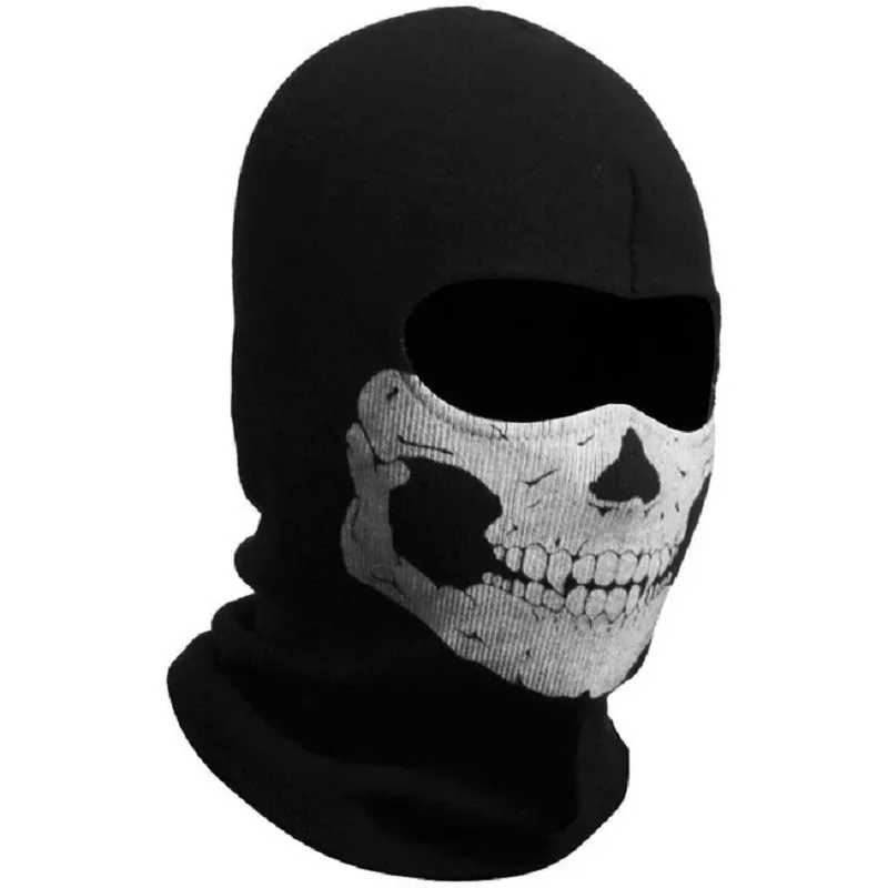 Full Face Mask Black Ghosts Print Balaclava with Skull Printed for Cosplay Party Motorcycle Bike Cycling Hiking Outdoor