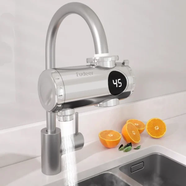 3000W Electric Water Heater Quick Install Instant Heating Faucet Hot and Cold Double Outlet Tap with Temperature Display 220V