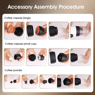 Electric Portable Coffee Machine Portable Italian Espresso Machine for Car & Home 3-in-1 Capsule Powder Travel Coffee Maker