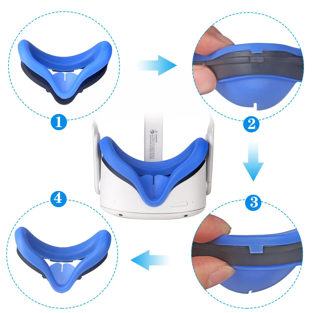 Silicone VR Face Mask For Meta Quest 2 Facial Interface Sweatproof Mask Face Cushion Lightproof Mask Face Cover VR Accessories